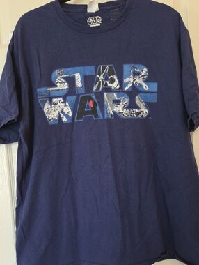 Star Wars Navy Blue Logo Tee with White Graphic and Red Accent